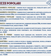 Menu pizze (La pizza popolare, Milano)