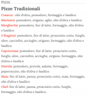 Menu Pizze tradizionali Pizzeria Pellone Napoli