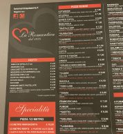 Menu (La Romantica Pizzeria, Terni)