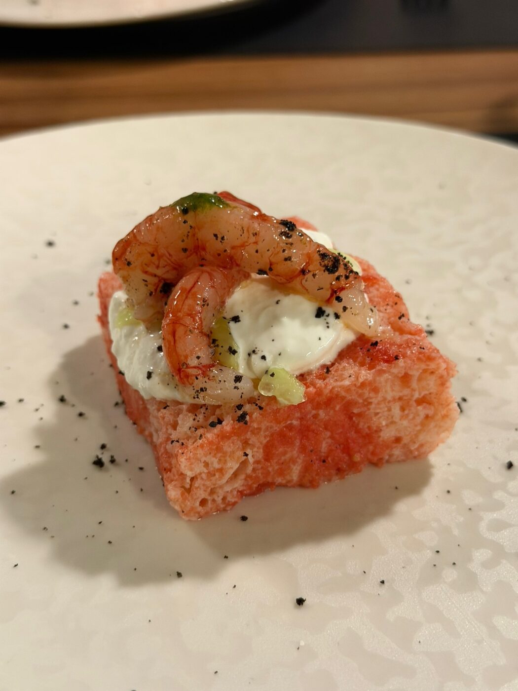 Burrata e gambero (pizzeria D'Orazio, San Giovanni Rotondo)