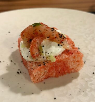 Burrata e gambero (pizzeria D'Orazio, San Giovanni Rotondo)